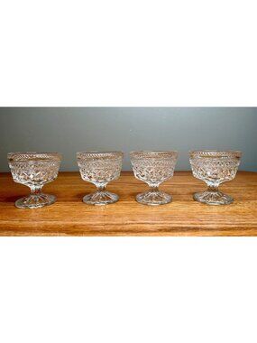 Set of 4 Vintage Pressed Glass Wexford Pattern Champagne coupe/ Sherbet by Anch